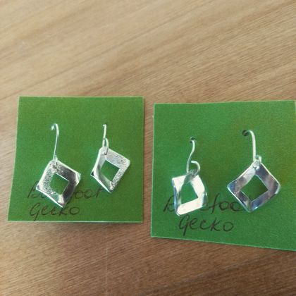 Silver artsy square earrings